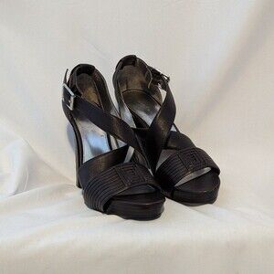 EUC - Calvin Klein Sunshyne Brown Platform Heeled Sandals - Size 7
